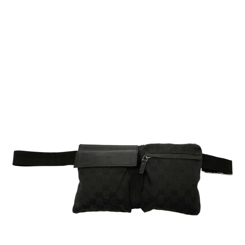 Pre-Loved Gucci GG Canvas Double Pocket Belt Bag